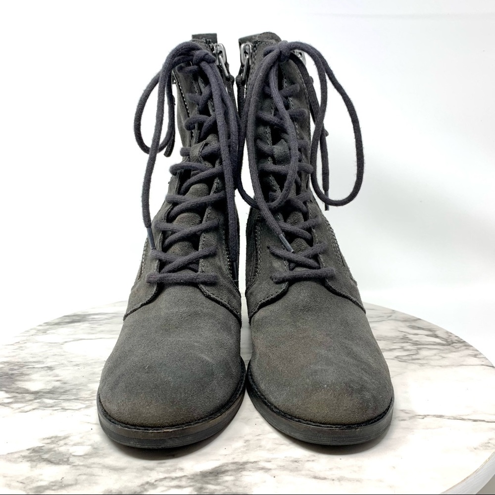 Dolce Vita Lela Lace Up Suede Combat Boots 8.5 Moto Bohemian Edgy Chunky Classic - Picture 4 of 16